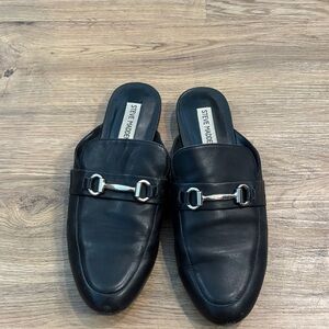 Steve Madden Black Leather Slip-On Loafers